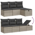 vidaXL Salon de jardin 8 Pièces avec coussins gris clair résine tressée