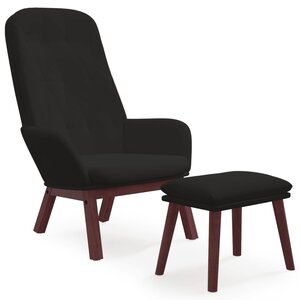 vidaXL Chaise de relaxation avec repose-pied Noir Velours