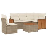 vidaXL Salon de jardin avec coussins 6 Pièces beige résine tressée