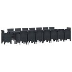 vidaXL Ensemble de salle à manger de jardin avec coussins 17 Pièces