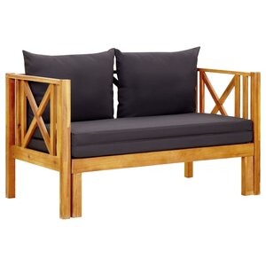 vidaXL Banc de jardin 2 places et coussins 122 cm Bois d'acacia massif