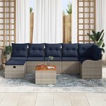 vidaXL Ensemble de canapé de jardin avec coussin 8 Pièces Gris Poly rotin