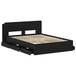 vidaXL Cadre de lit avec rangement Noir 150 x 200 cm Bois d'ingénierie