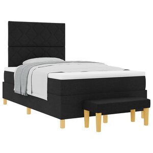 vidaXL Lit à ressorts avec coussin Noir 200 x 120 cm tissu