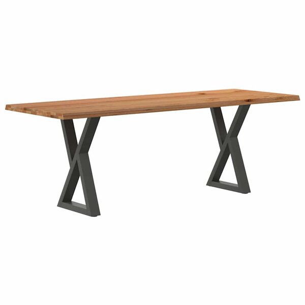 vidaXL Table à manger avec bord vivant 220x80x74 cm bois massif chêne