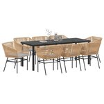 vidaXL Ensemble de salle à manger pour jardin 9 Pièces Marron Poly rotin