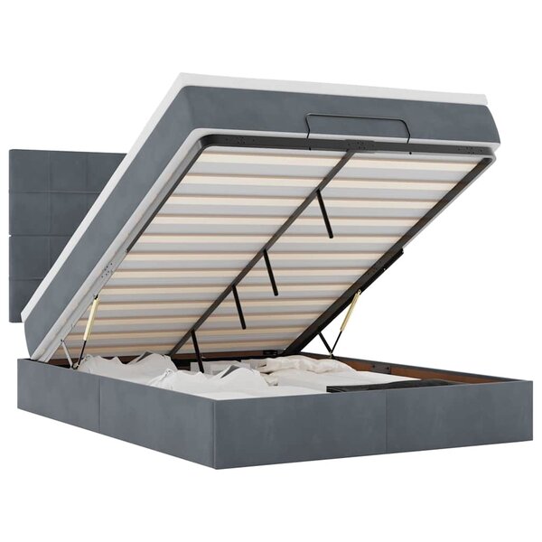 vidaXL Cadre de lit ottoman avec matelas gris foncé 140x190 cm velours