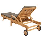 vidaXL Chaise longue avec coussin 100  Polyester Teck Solide