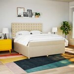 vidaXL Sommier à lattes de lit avec matelas Crème 180x200 cm Tissu