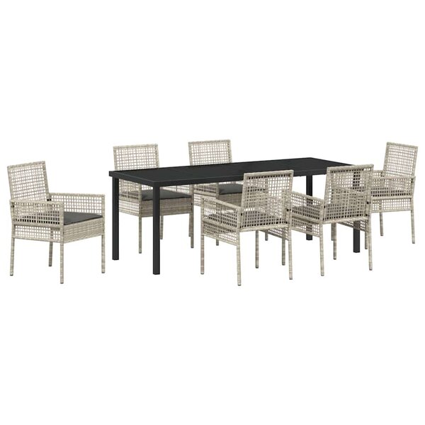 vidaXL Ensemble de salle à manger pour jardin 7 Pièces Gris clair
