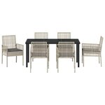 vidaXL Ensemble de salle à manger 7 pièces avec coussins gris clair en poly rattan