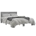vidaXL Cadre de lit sonoma gris 120x200 cm bois d'ingénierie et métal