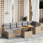 vidaXL Salon de jardin avec coussins 8 Pièces beige résine tressée