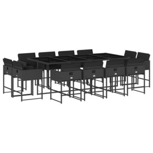 vidaXL Ensemble à manger de jardin 13 Pièces coussins noir résine tressée