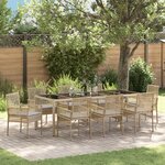 vidaXL Ensemble de salle à manger de jardin 9 pièces Beige en poly rotin