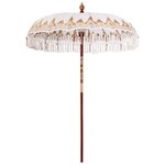 vidaXL Parasol balinais 260 Crème 180-190 cm Coton et bois massif