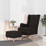 vidaXL Fauteuil avec pieds à bascule et tabouret Noir Tissu