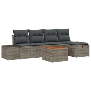 vidaXL Ensemble de canapé de jardin avec coussin 6 Pièces Gris Poly rotin