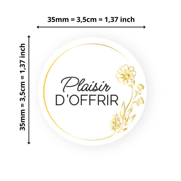 500 étiquettes Plaisir dOffir Rondes Autocollantes en rouleau - Ø 35 mm - Plaisir dOffrir - 1 rouleau de 500 Stickers pour fleuriste  entrepreneurs  smallbusiness.