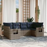 vidaXL Salon de jardin 6 Pièces avec coussins gris résine tressée