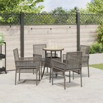 vidaXL Ensemble de salle à manger de jardin 5 pièces en poly rotin gris