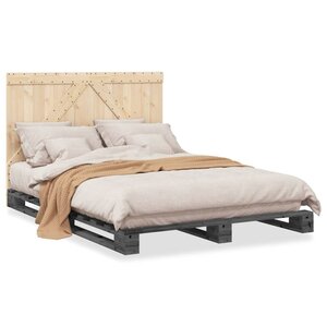 vidaXL Cadre de lit sans matelas gris 140x200 cm bois massif de pin