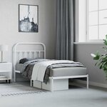 vidaXL Cadre de lit métal sans matelas avec tête de lit blanc 90x190cm