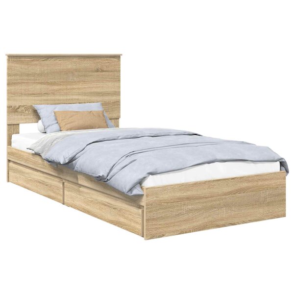 vidaXL Lit de Rangement Chêne Sonoma 100 x 200 cm Bois d'ingénierie