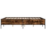 vidaXL Cadre de lit chêne fumé 160x200 cm bois d'ingénierie et métal