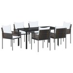 vidaXL Ensemble de jardin 7 pièces avec coussins rattan poly marron