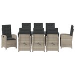 vidaXL Set de jardin de 9 pièces avec coussins en rotin poly gris clair