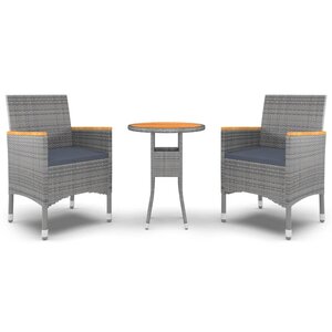 vidaXL Ensemble à manger de jardin 3 Pièces Résine tressée Gris