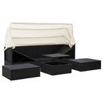 vidaXL Lit de jardin avec toit Noir Résine tressée