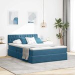 vidaXL Lit de Rangement avec matelas Bleu foncé 140 x 190 cm Velours