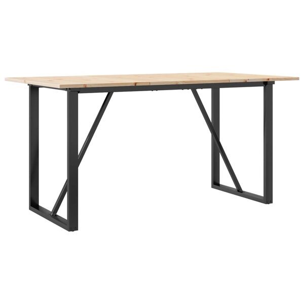 vidaXL Table à manger cadre en O 160x80x75 cm bois de pin massif fonte