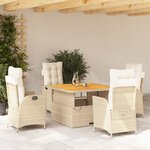 vidaXL Ensemble à manger de jardin avec coussins 5Pièces Beige poly rotin