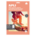 Lot de 10 étiquettes d'extérieur polyester - APLI - 21x29,7 cm - Blanc