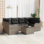 vidaXL Ensemble de Canapés de Jardin 7 Pièces avec Coussins Gris Rattan Poly