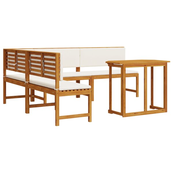 Set de jardin 4 pièces avec coussins en bois d'acacia