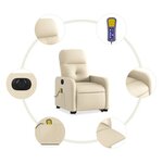 vidaXL Fauteuil inclinable de massage électrique Crème Tissu