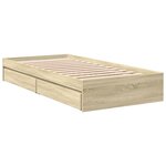 vidaXL Cadre de lit avec tiroirs sans matelas chêne sonoma 75x190 cm