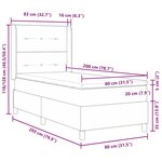 vidaXL Lit à ressorts avec matelas et LED marron foncé - 80 x 200 cm  tissu