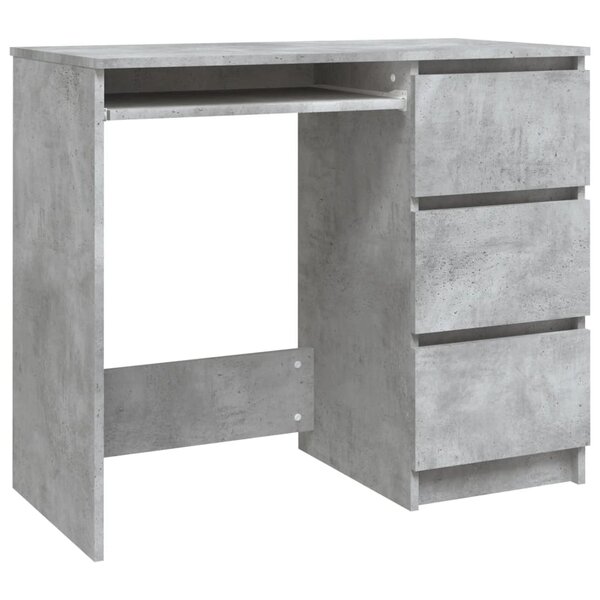 Bureau table poste de travail meuble d'ordinateur informatique étude 90 x 45 x 76 cm bois d’ingénierie gris 02_0023849