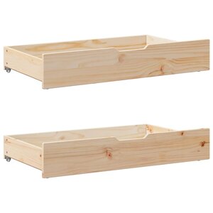 vidaXL Tiroirs sous le lit avec roulettes 2 Pièces 95x55x17 cm pin massif