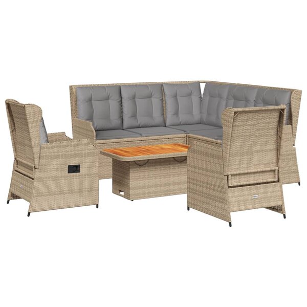 vidaXL Salon de jardin avec coussins 6 Pièces beige résine tressée