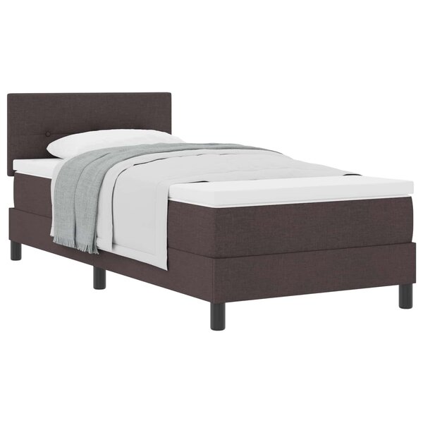 vidaXL Lit à ressorts avec matelas Marron foncé 90 x 190 cm tissu