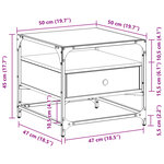 vidaXL Table basse avec dessus en verre sonoma gris 50x50x45 acier