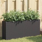 vidaXL Jardinières avec 2 pots 2 Pièces noir 90x20x40 cm résine tressée