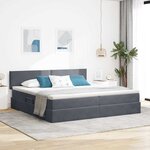 vidaXL Lit de Rangement avec matelas Gris foncé 200 x 200 cm Velours