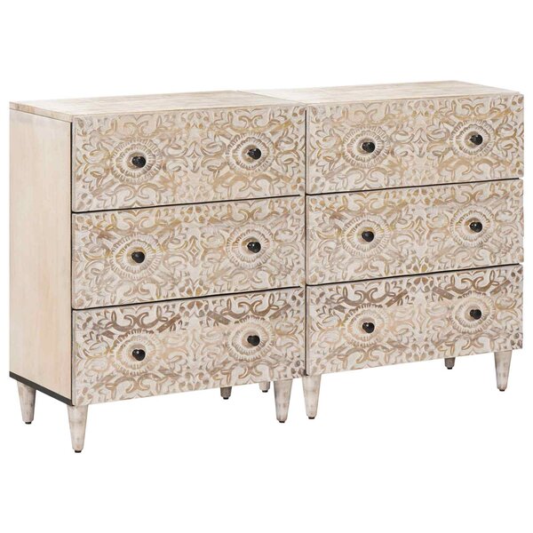 vidaXL Buffet 2 Pièces Blanc 60 x 33 5 x 75 cm Bois de mangue massif